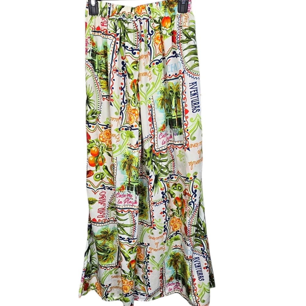 Live 4 Truth Tropical Fruit Palm Tree Print Wide Leg Palazzo Pants XS Summer